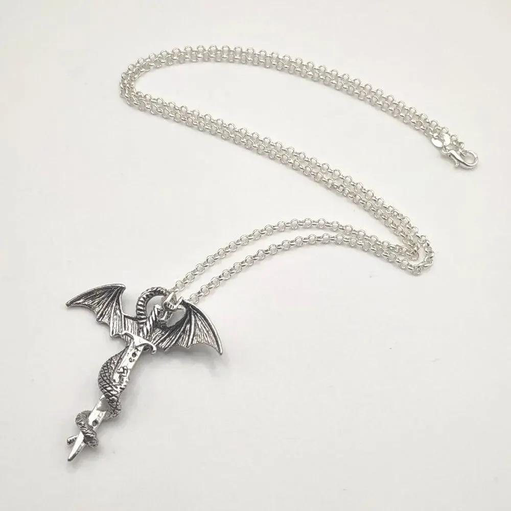 Dragon Sword Fantasy 925 Sterling Silver Necklace Valentine's Birthday Gift NEW